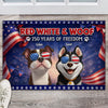 Personalized Cute Dog Red White Woof America 250 Years Of Freedom Doormat TH10 169055