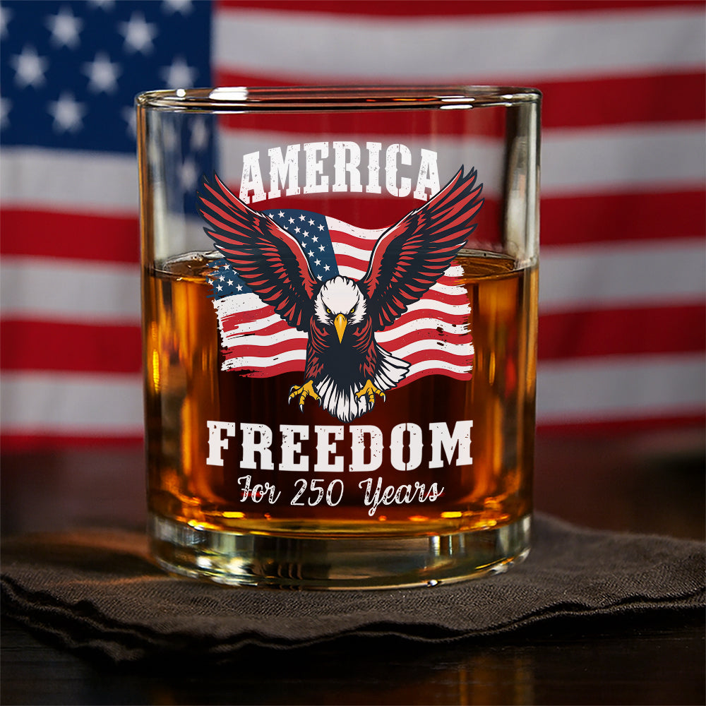 America 250 Years of Freedom Patriotic Eagle Flag Whiskey Glass HA75 897342