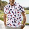 Custom Name Personalized Golf Ball Pattern America Flag Patriotic Polo Shirt HA75 898710