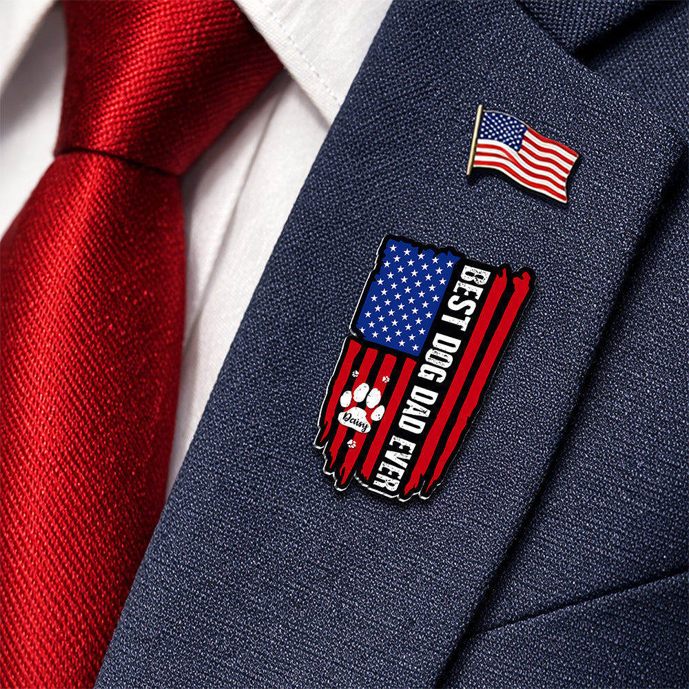 Best Dog Dad Ever Paw American Flag Acrylic Pin TH10 169383