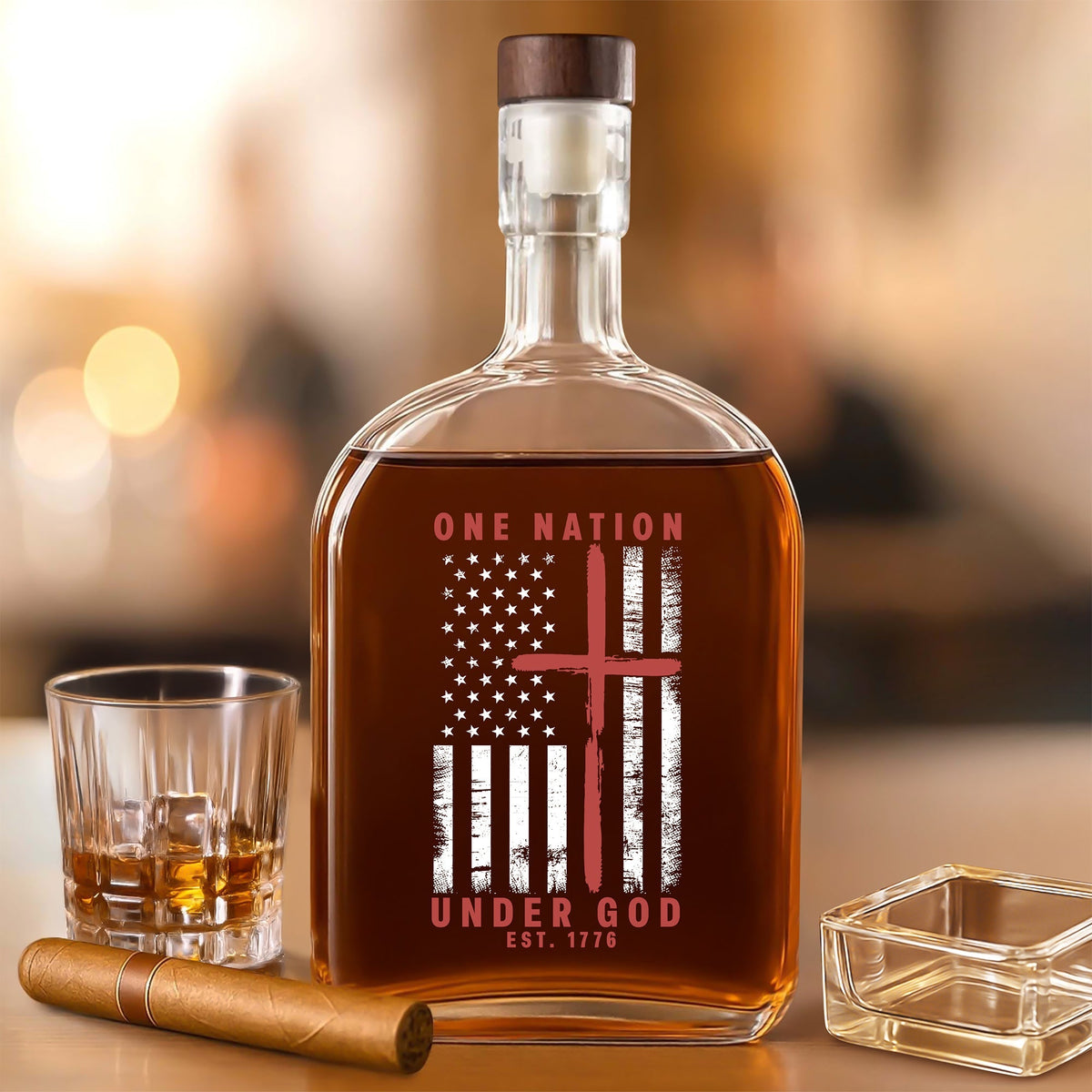 One Nation Under God Est 1776 Whiskey Bottle LM32 895455