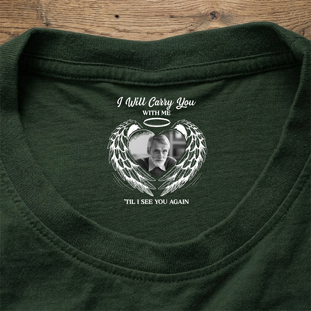 Custom Photo A Hug Sent From Heaven Memorial Neck Print Tee TH10 169183