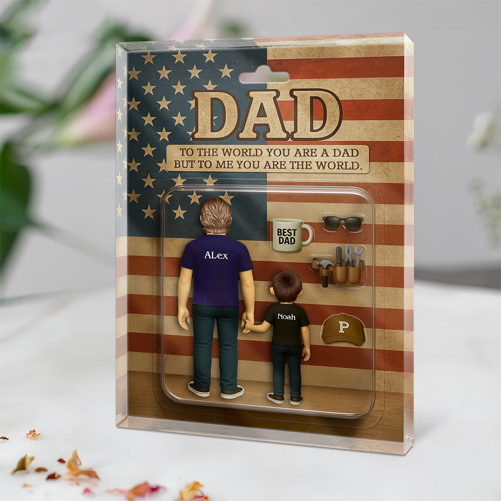 Personalized You Are The World Dad Family Acrylic Block Plaque Gift LM32 893453