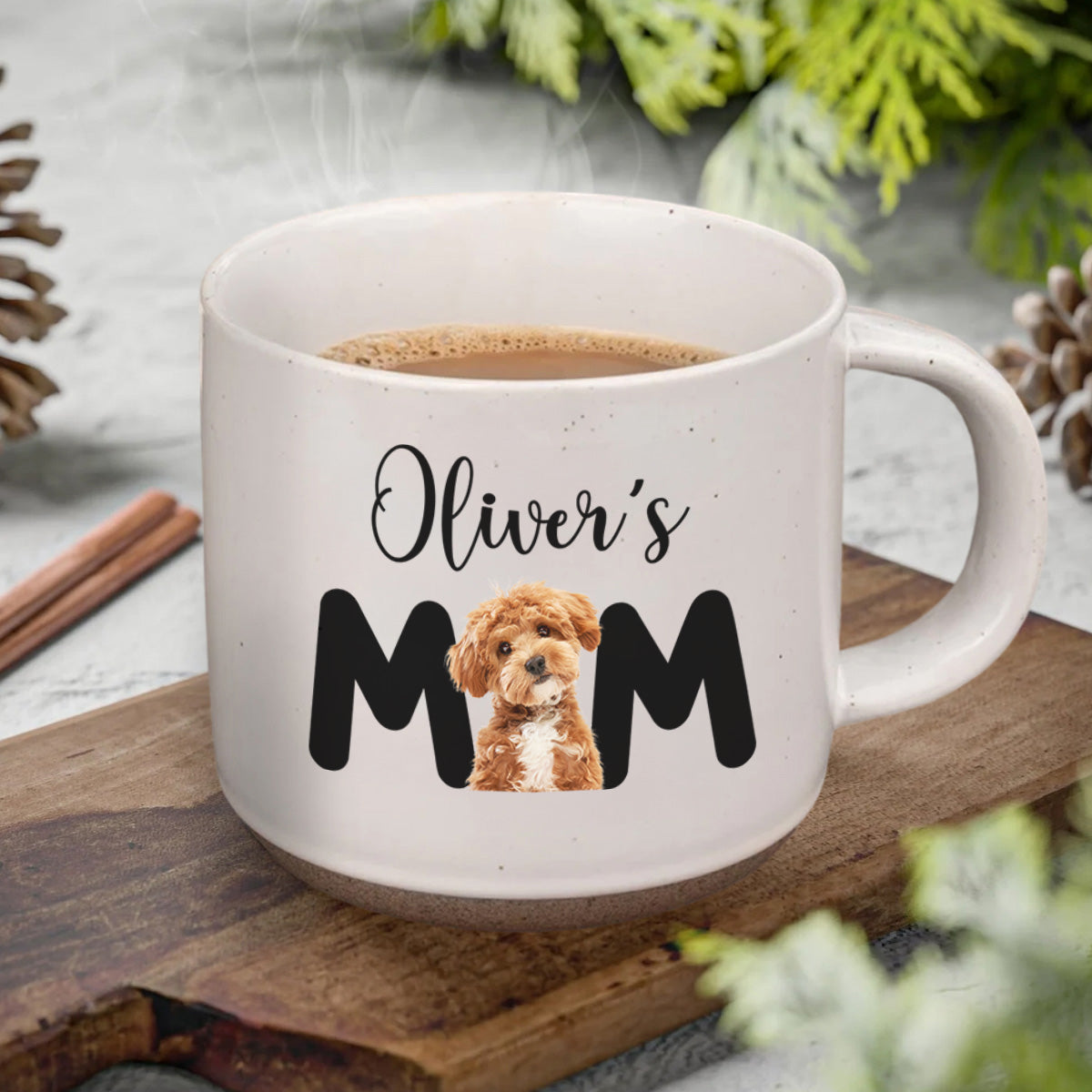 Custom Photo Dog Mom Personalized Pottery Mug CH07 899050