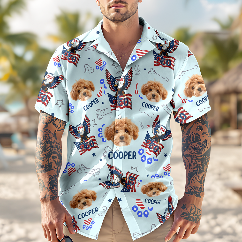 Custom Pet Photo Patriotic America 250th Eagle Hawaii Shirt LM32 899709
