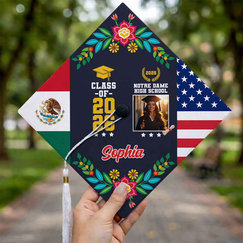 Personalized Country Flag Graduation Cap Topper Class of 2026 Gift CH07 910900