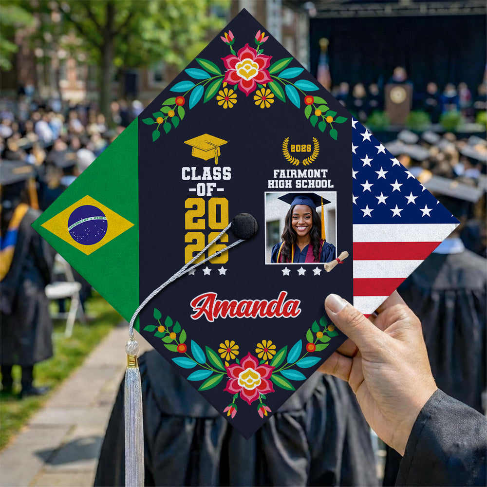 Personalized Country Flag Graduation Cap Topper Class of 2026 Gift CH07 910900