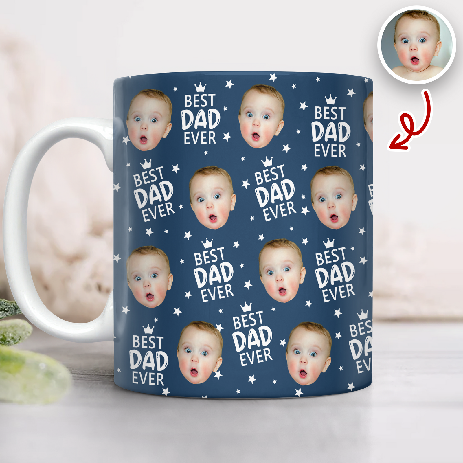 Custom Face Best Dad Ever Print Full Mug Father's Day Gift CH07 911556