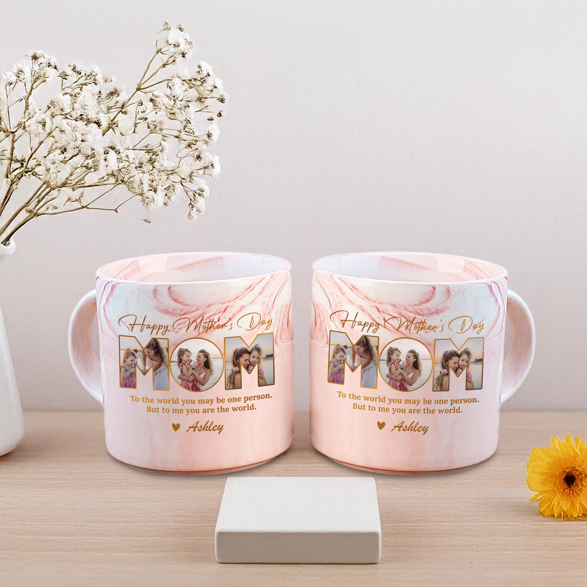 Custom Photo Happy Mother's Day To Mom Marble Mug LM32 893153