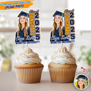Custom Photo Class of 2025 Graduation Decoration Cupcake Toppers CH07 895292