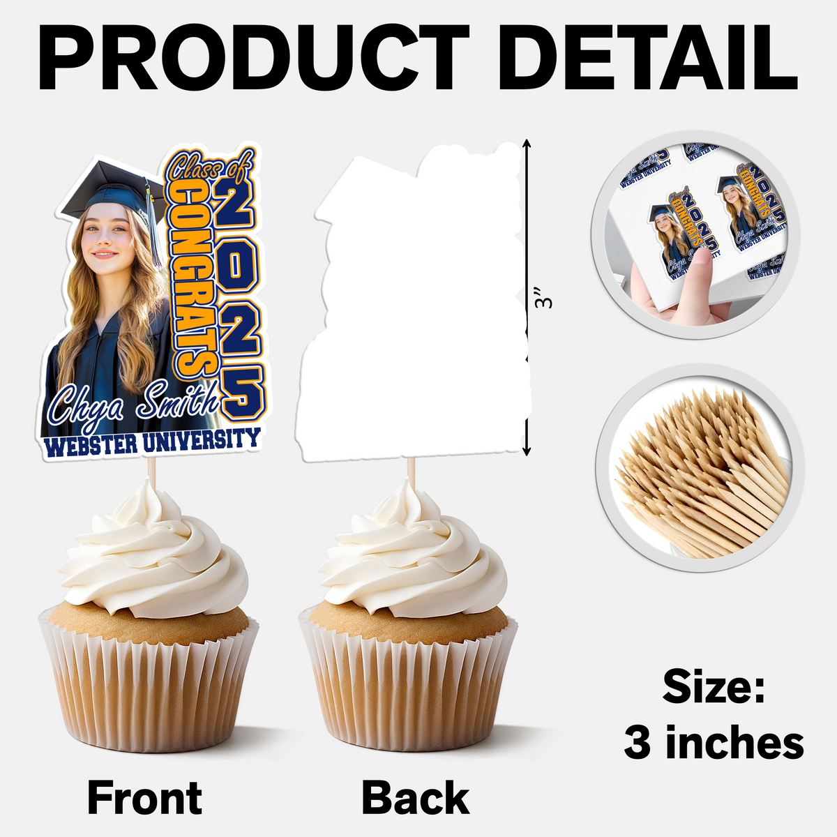 Custom Photo Class of 2025 Graduation Decoration Cupcake Toppers CH07 895292