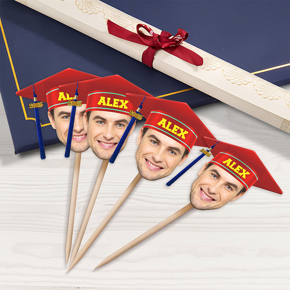 Custom Face Photo With Graduation Hat Cupcake Toppers For Party TH10 892497