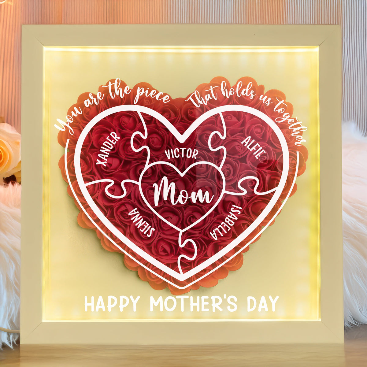 You Are The Piece That Hold Us Together - Personalized Flower Shadow Box Mother's Day Gift CH07 895468