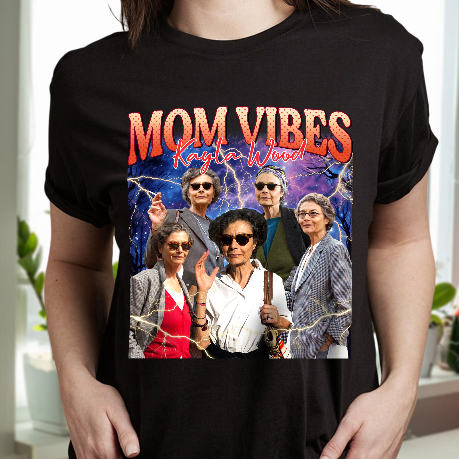 Custom Photo Mom Vibes - Personalized Cool Moms Club Retro Style Dark Shirt CH07 895344