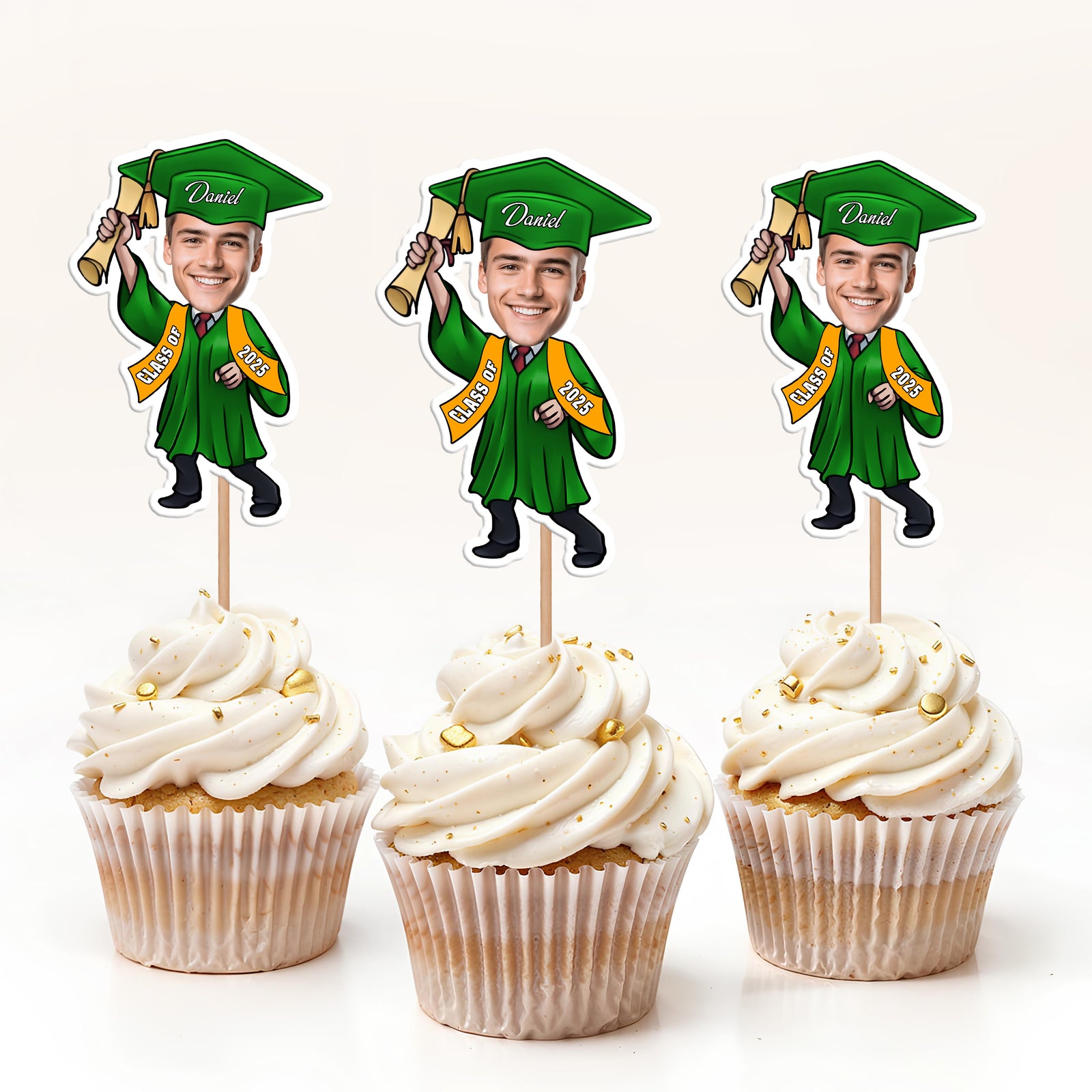 Custom Photo Graduate Personalized Cupcake Toppers Graduation Day Party Decor CH07 895328