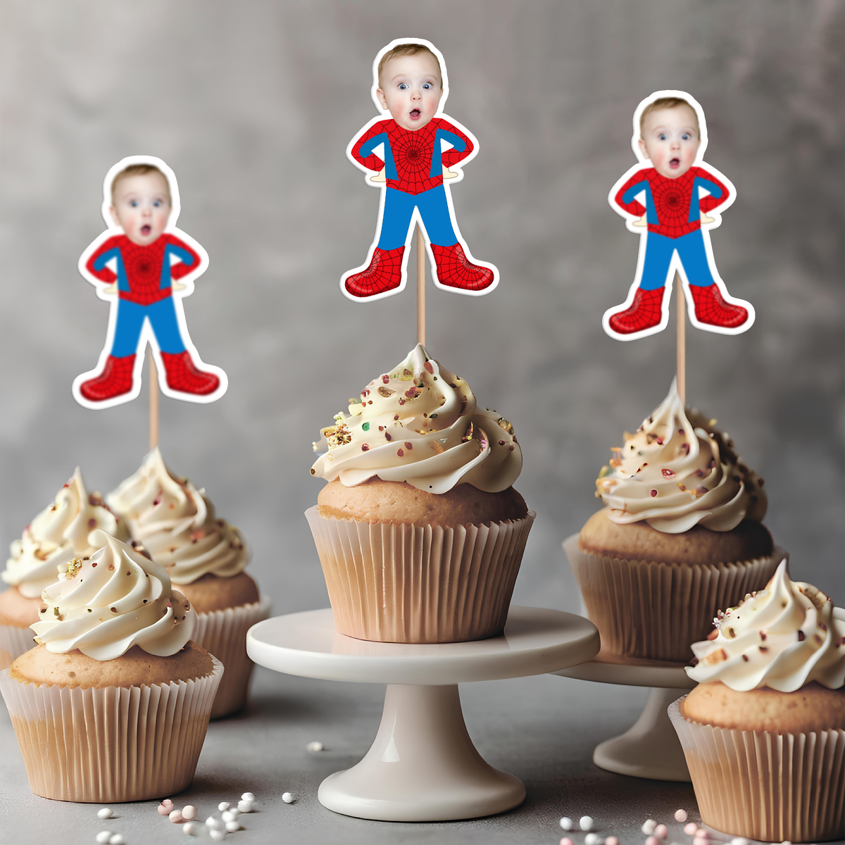 Custom Superheroes Photo Cupcake Toppers Peronalized Birthday Gift CH07 895348
