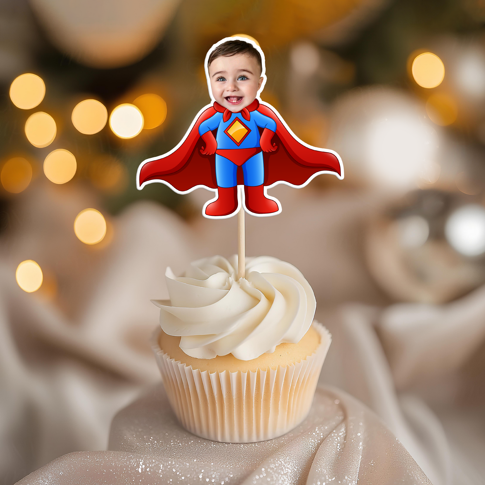 Custom Superheroes Photo Cupcake Toppers Peronalized Birthday Gift CH07 895348