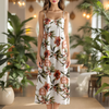 Custom Human Photo With Floral Pattern Women's V-neck Cami Maxi Dress LM32 893329