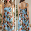 Custom Human Photo With Floral Pattern Women's V-neck Cami Maxi Dress LM32 893329