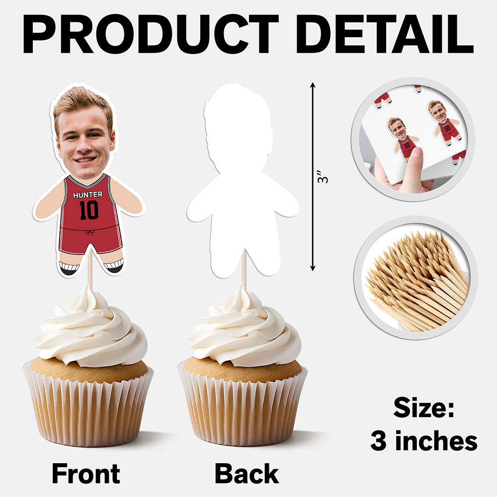 Custom Photo Basketball Team Decoration Cupcake Toppers HA75 892292