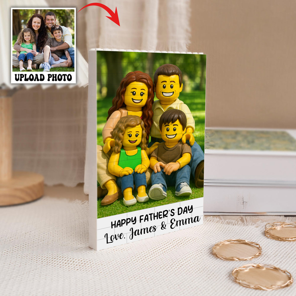 Custom Lego Photo Dad - Kid Family Rectangle Shaped Building Brick Blocks Gift LM32 893563
