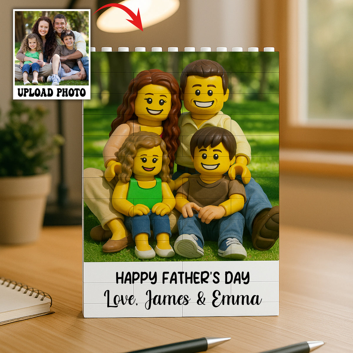 Custom Lego Photo Dad - Kid Family Rectangle Shaped Building Brick Blocks Gift LM32 893563
