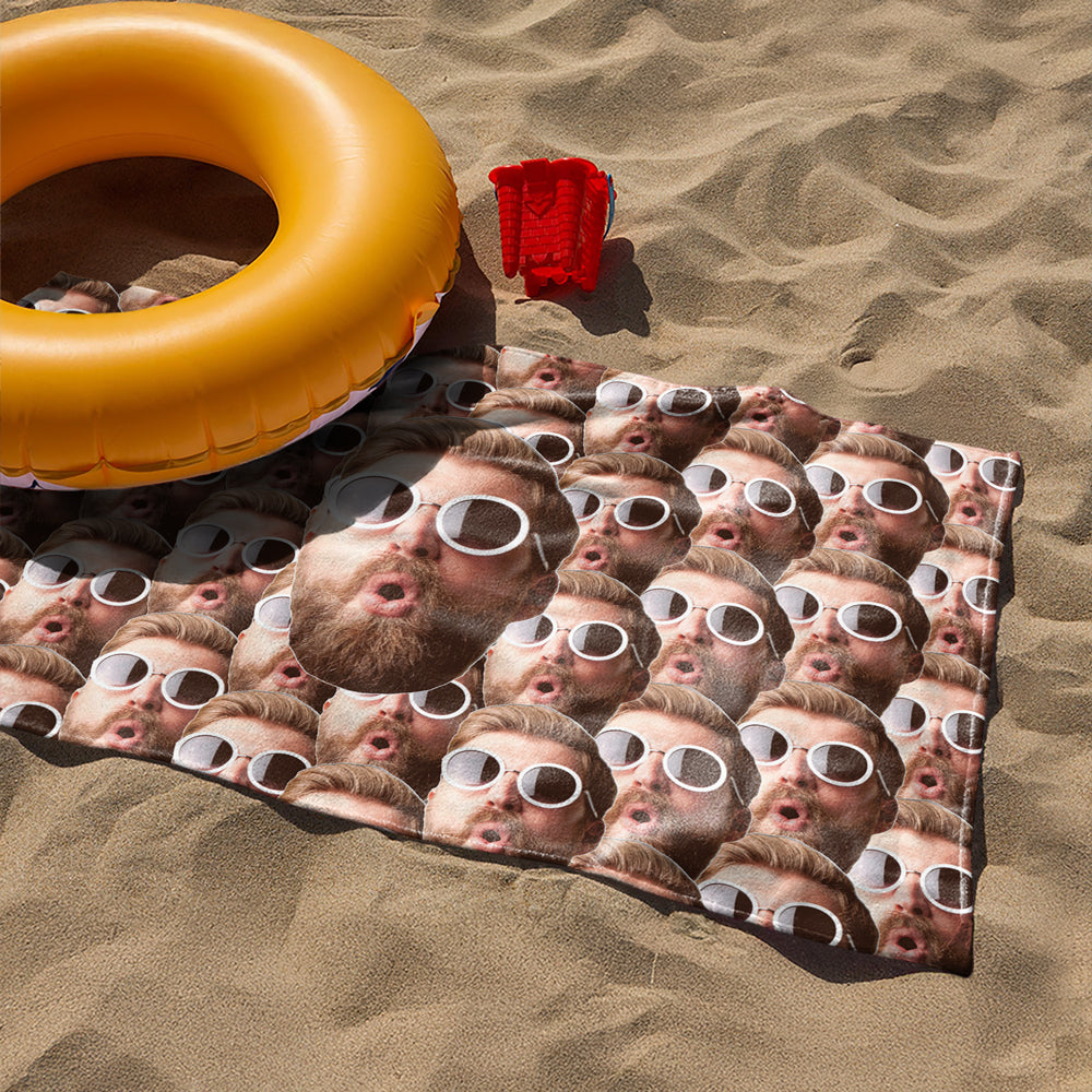 Custom Funny Face Photo Beach Towel Summer Party Gift CH07 895796
