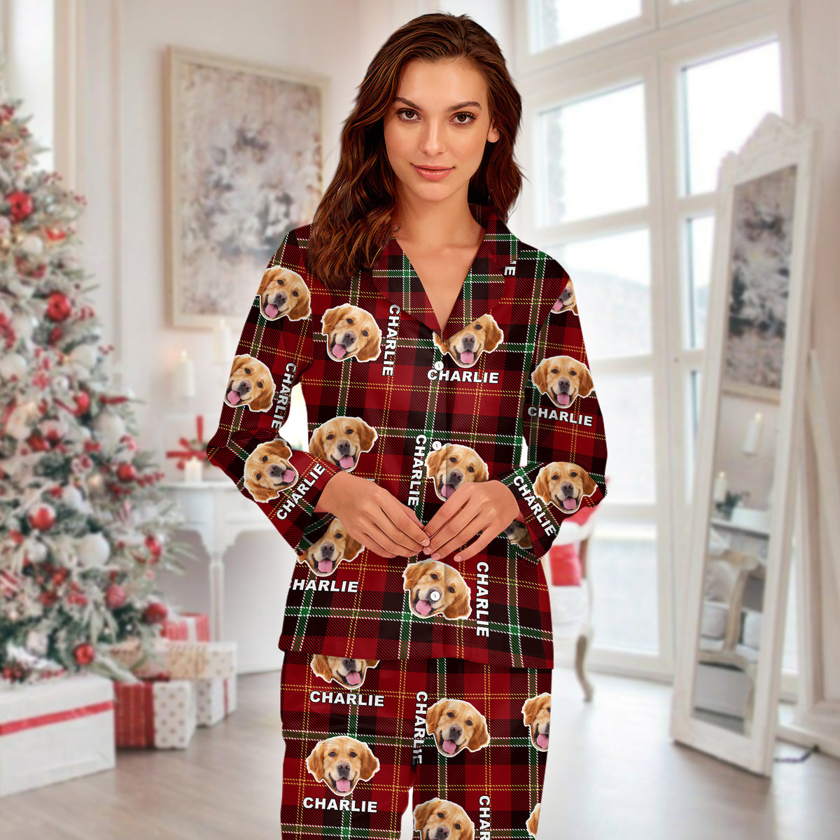 Custom Pet Photo Flannel Style Personalized Pajamas For Dog Lovers Cat Lovers CH07 896136