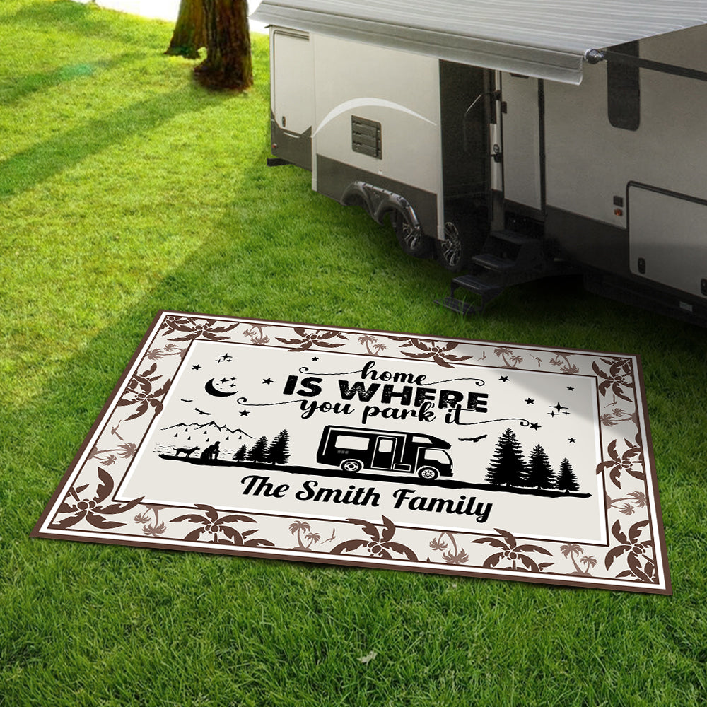 Making Memories One Campsite At A Time Personalized Patio Rug With Coconut Tree Pattern HO82 894332