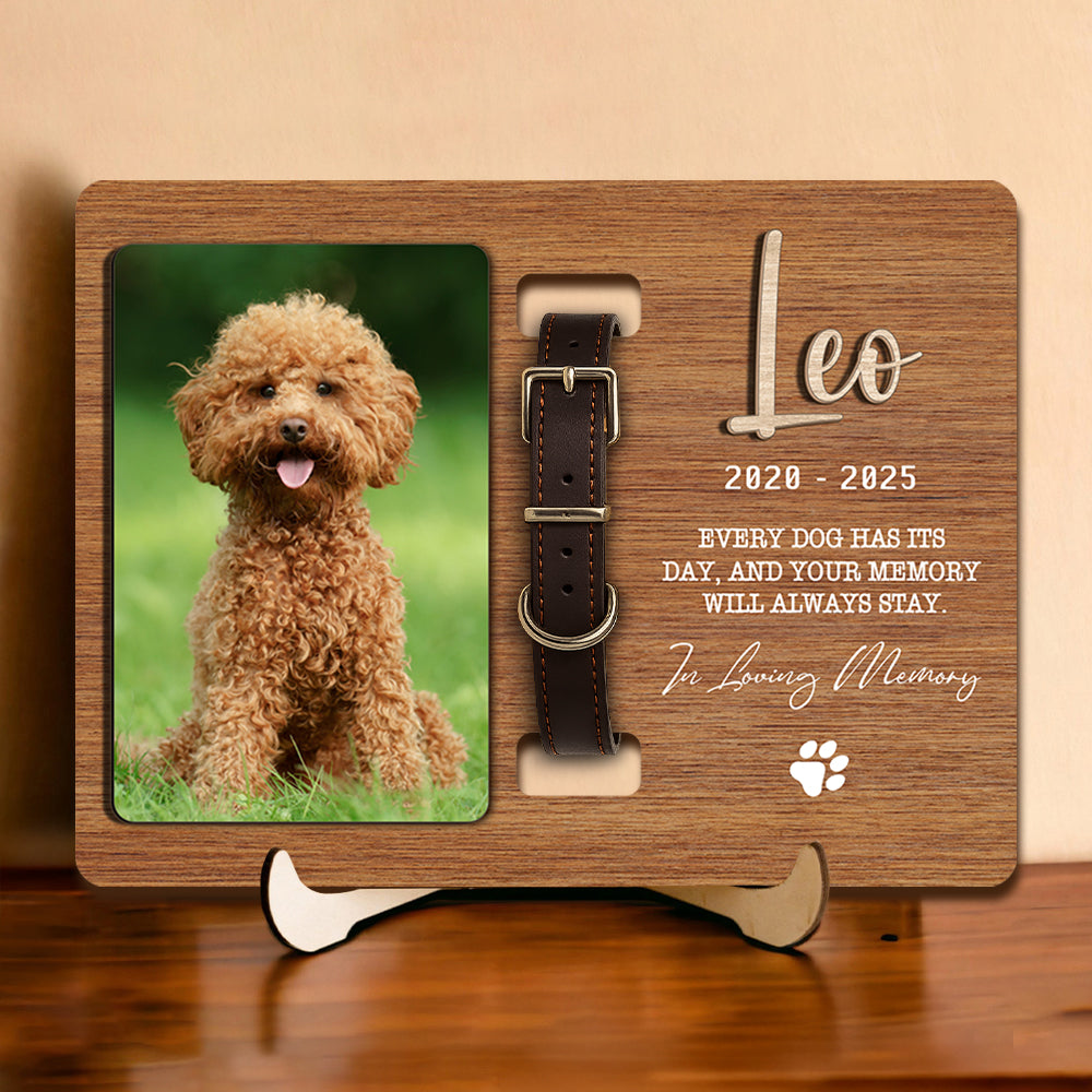Custom Dog Photo Forever In My Heart Memorial 2-Layers Wooden Collar Sign LM32 893791