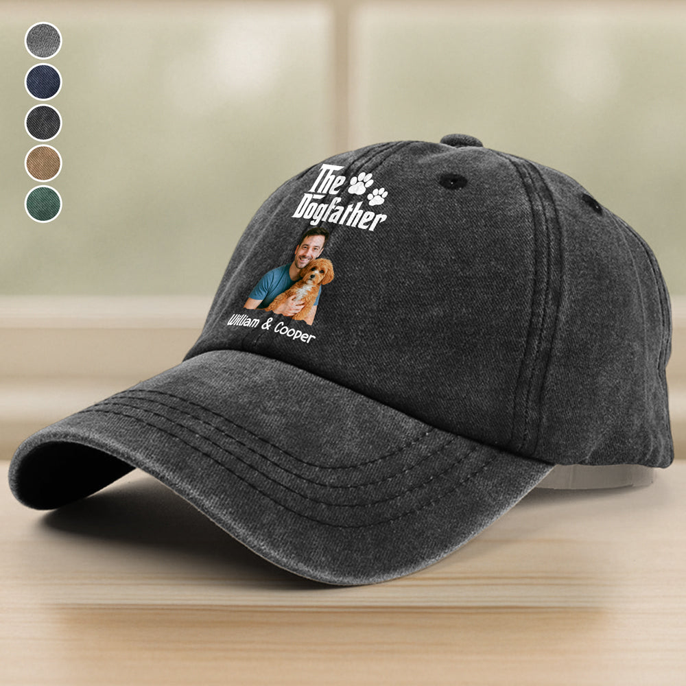Custom Photo The DogFather Washed Denim Baseball Cap Gift LM32 893919