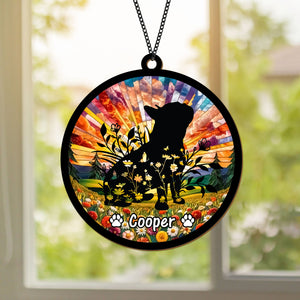 Custom Floral Dog Memorial Suncatcher For Dog Lovers TH10 894507