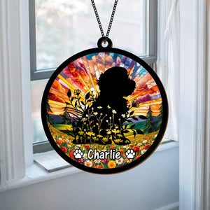 Custom Floral Dog Memorial Suncatcher For Dog Lovers TH10 894507