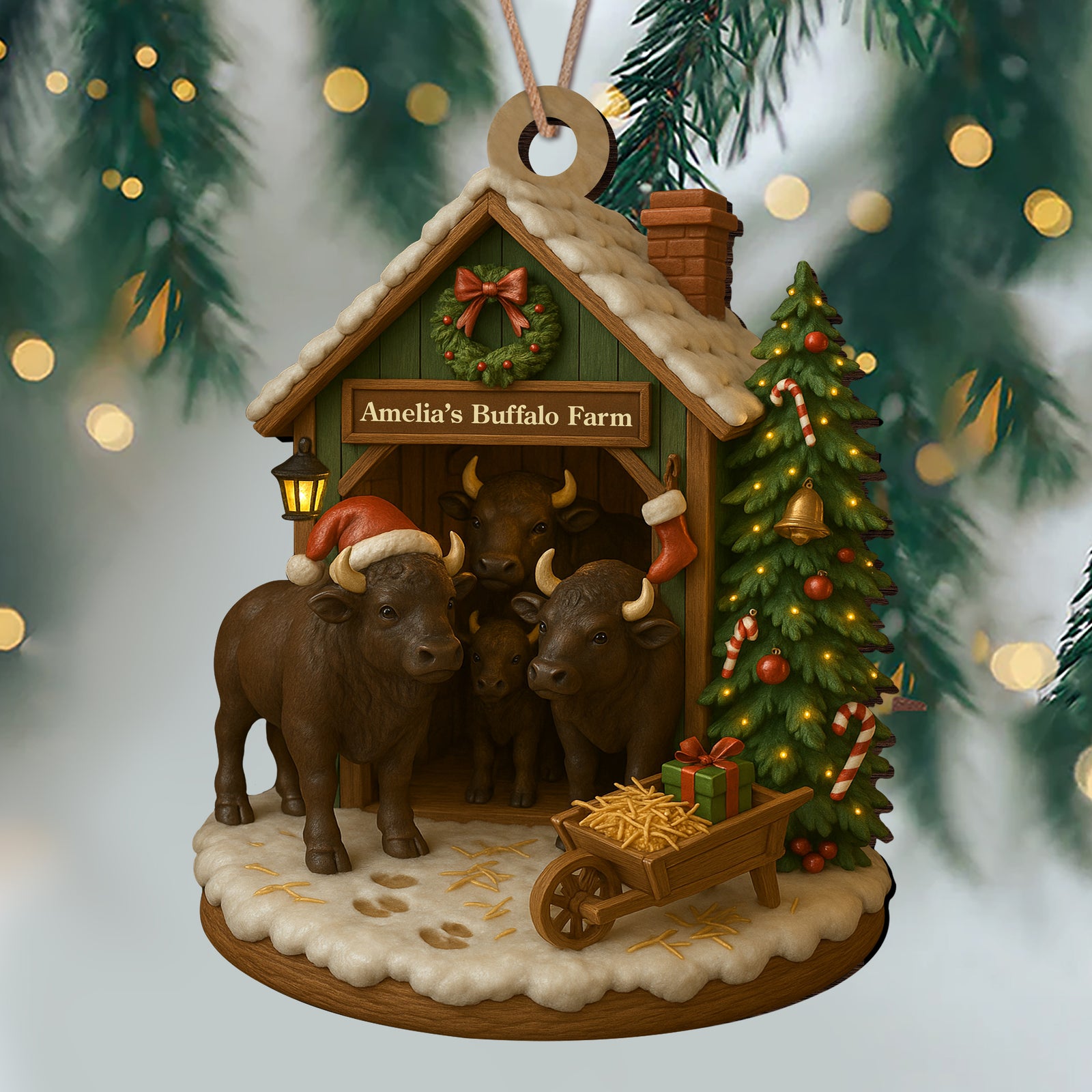 Custom Name Buffalo Farm Wood Ornament – Christmas Gifts for Women & Men LM32 895611