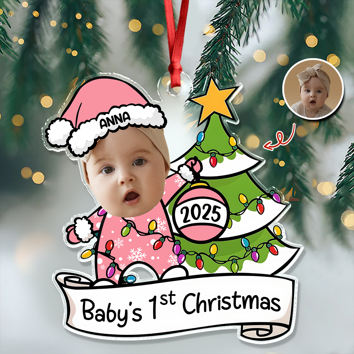 Custom Photo Baby's First Christmas Personalized Acrylic Ornament New Born Gift HA75 892860