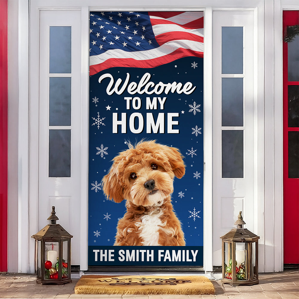 Custom Dog Photo Welcome To My Home Christmas Decoration Door Cover LM32 895653