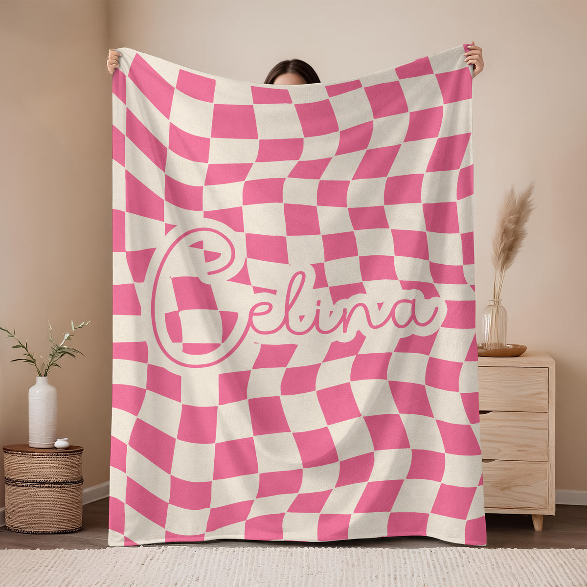 Custom Name Personalized Checker Design Blanket For Family TH10 894983
