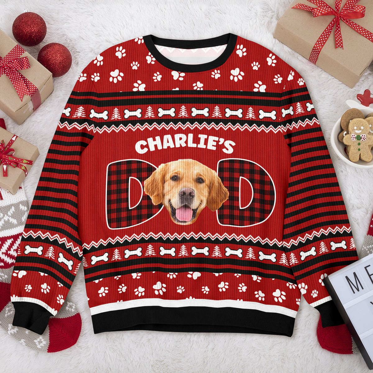 Custom Photo Dog Mom Dog Dad Ugly Sweater Christmas Gift HA75 892900