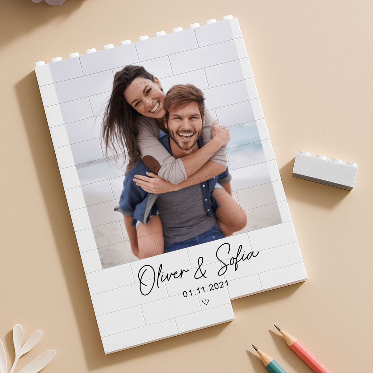 Custom Photo You & Me Always Love Together Building Brick Blocks LM32 895641