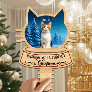 Custom Photo Cat Wishing You A Purfect Christmas Tree Topper CH07 896844