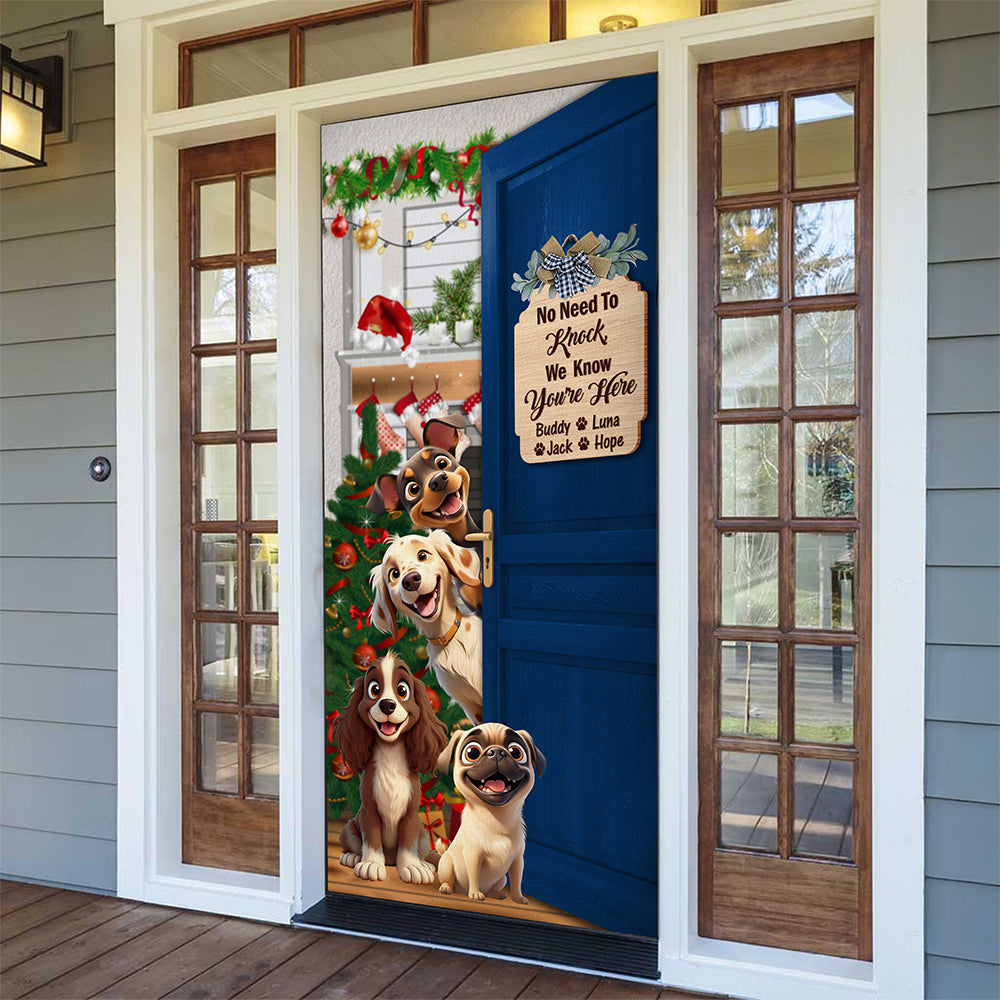 Custom Cute 3D Dog No Need To Knock We Know You're Here Door Cover LM32 897123