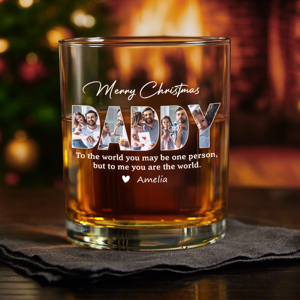 Custom Photo Merry Christmas Family Whiskey Glass TH10 896535