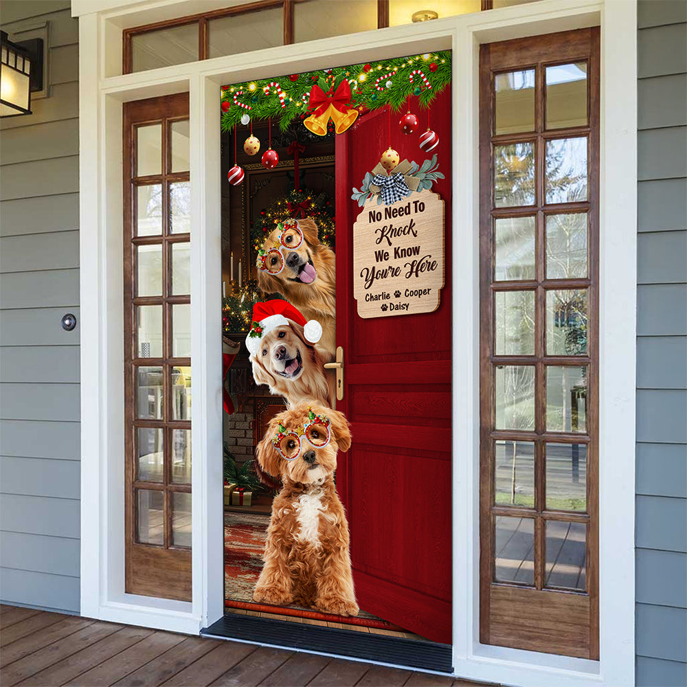 Custom Photo Santa Dog No Need To Knock Christmas Decoration Door Cover LM32 895673