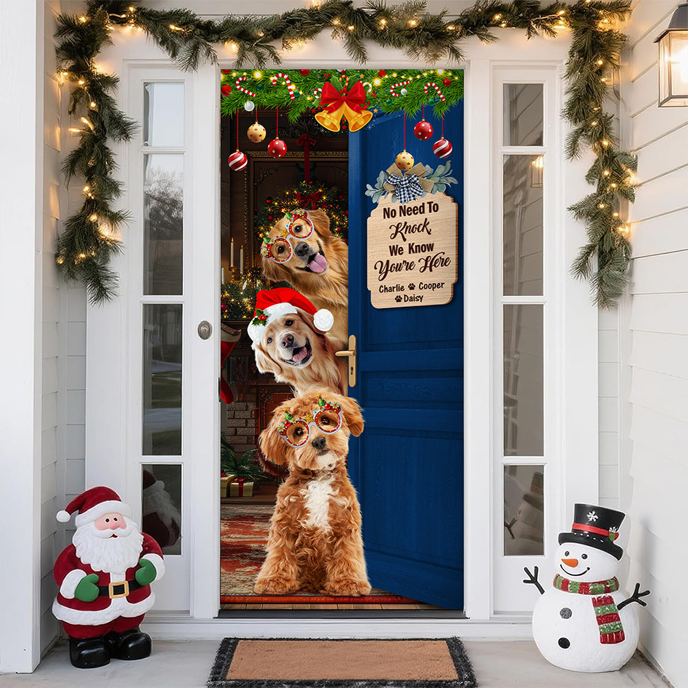 Custom Cute 3D Dog No Need To Knock We Know You're Here Door Cover LM32 897123