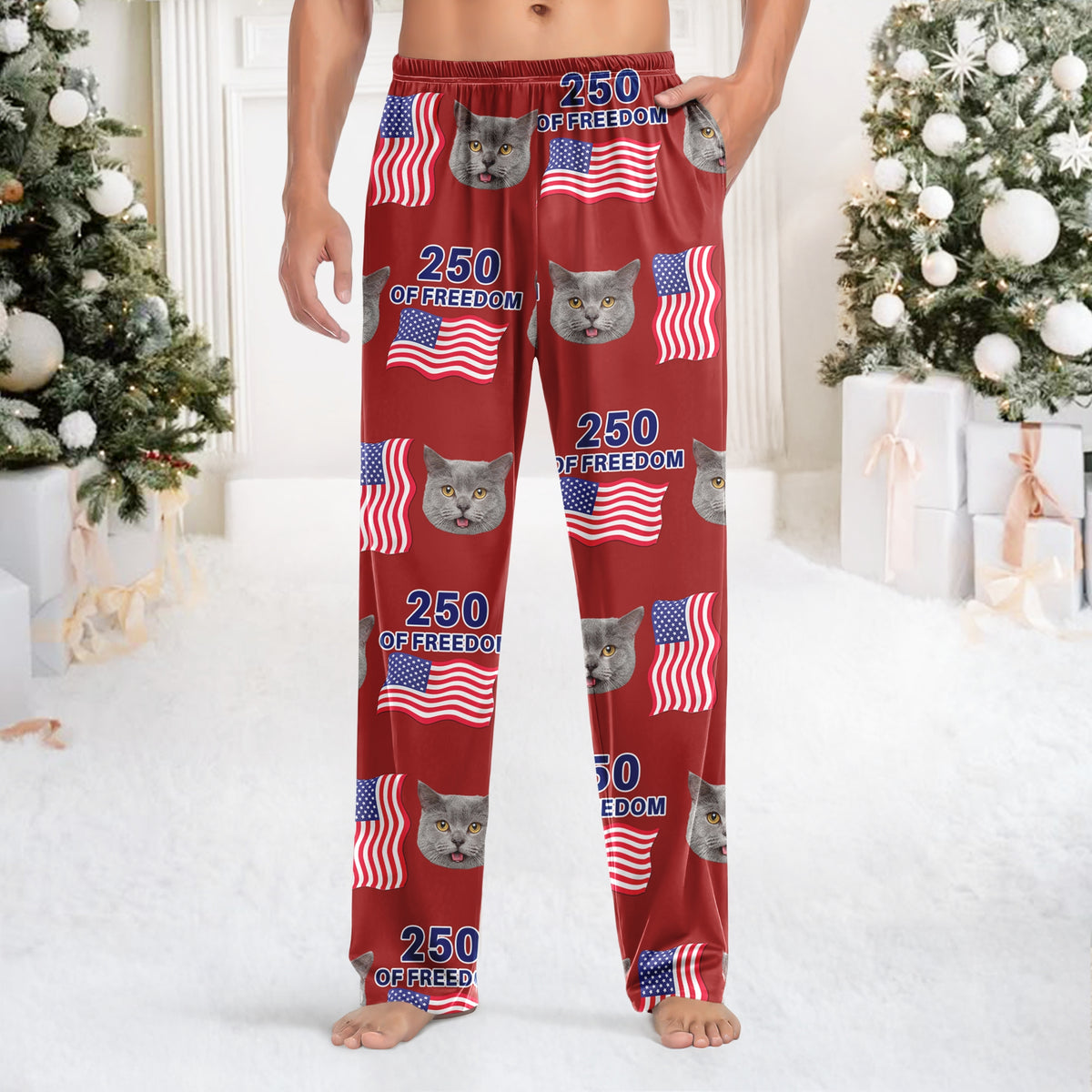 Custom Cute Cat Photo America 250 Years Of Freedom Sweatpants LM32 895847