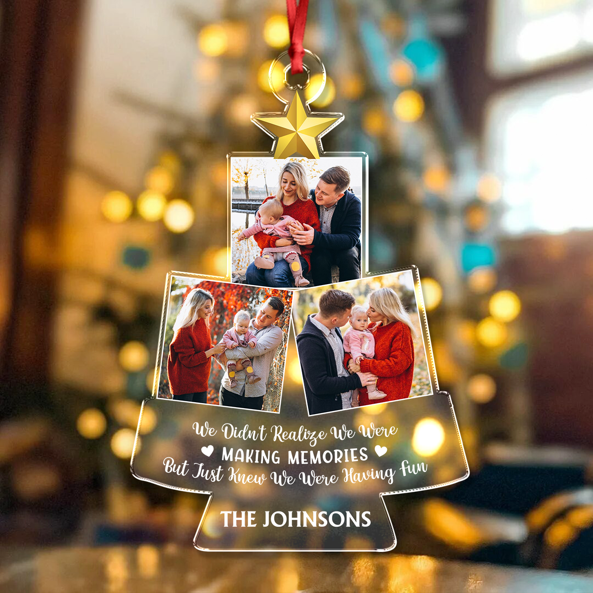 Custom Family Photo We Just Knew We're Having Fun Christmas Acrylic Ornament LM32 895901