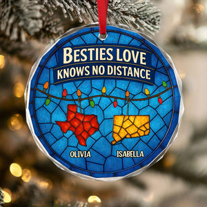 Personalized Gift Family Love Knows No Distance Glass Ornament LM32 895627