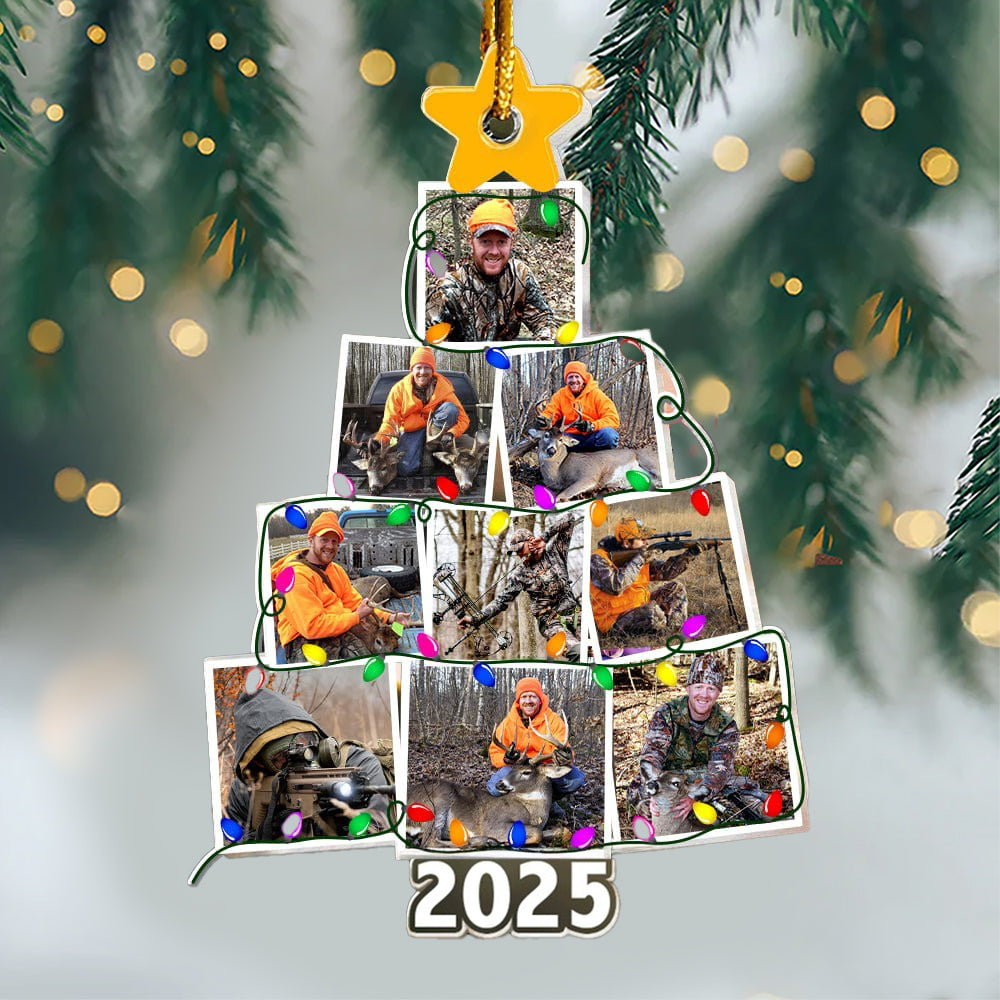 Custom Photo Christmas Tree For Hunting Lover Acrylic Ornament N304 890107
