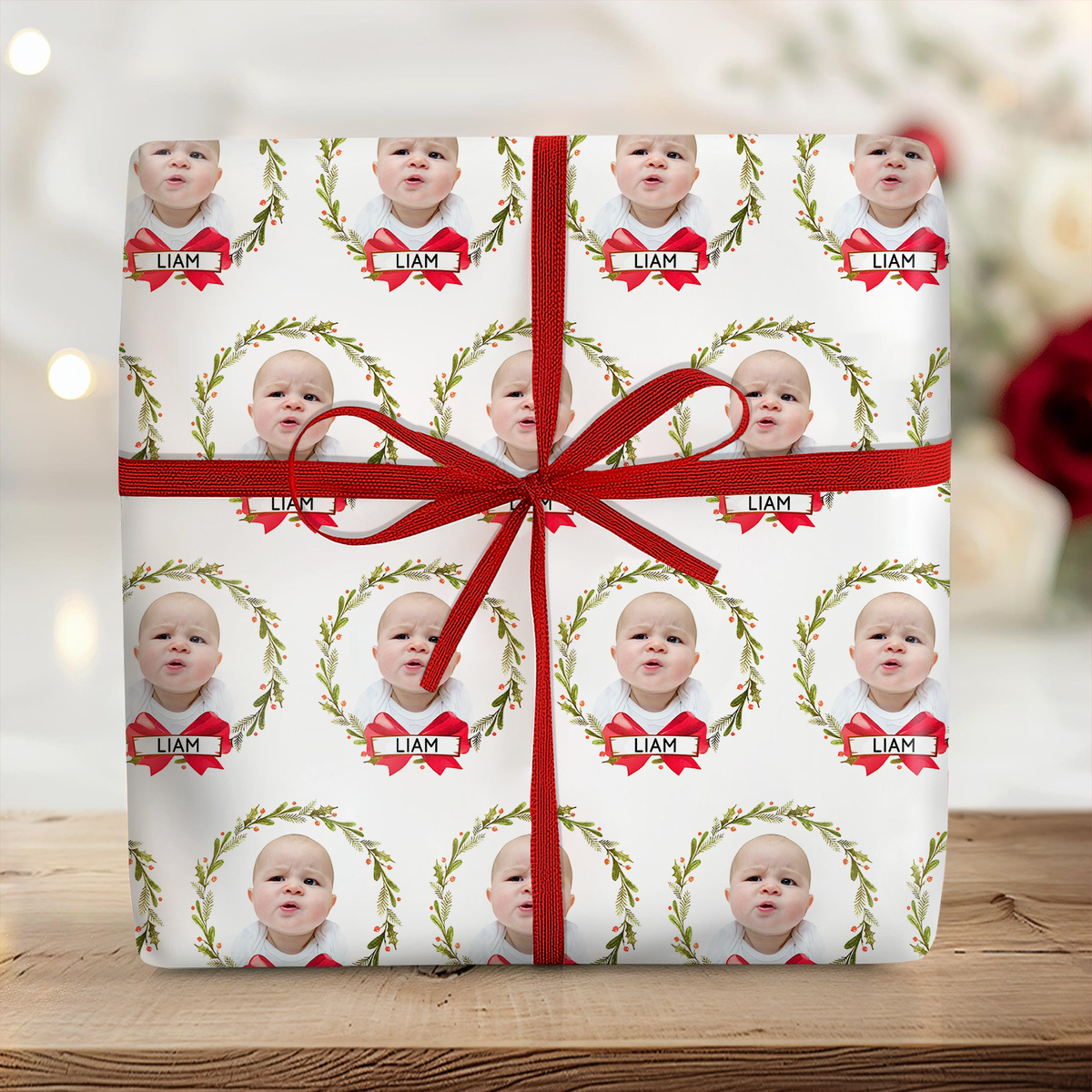 Custom Human Photo Christmas Wrapping Paper CH07 895696