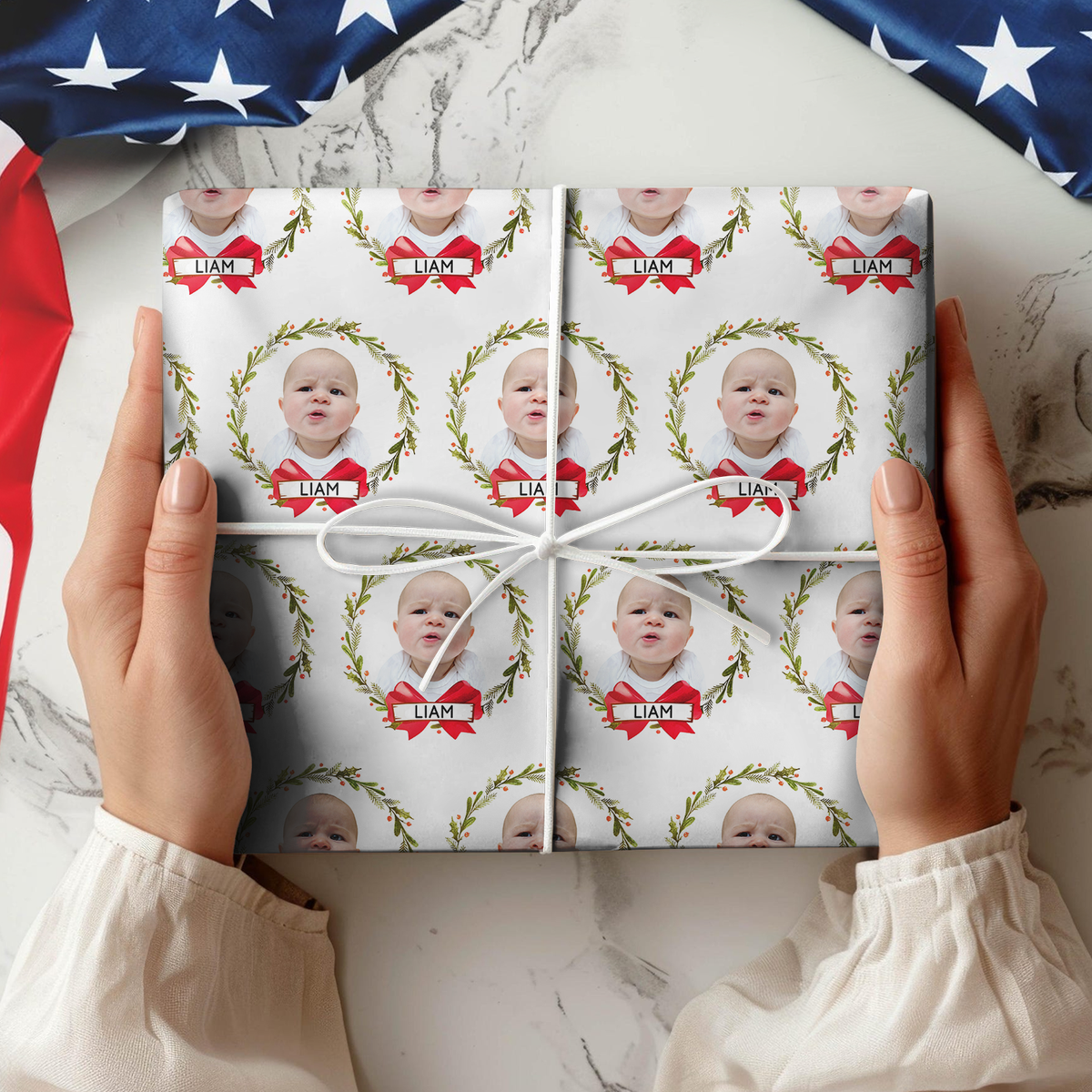 Custom Human Photo Christmas Wrapping Paper CH07 895696